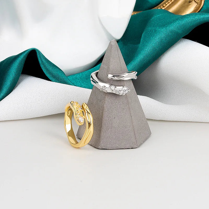 Anel Geométrico com Zircônia