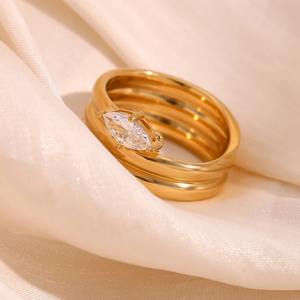 Anel Elin com Pedra Natural