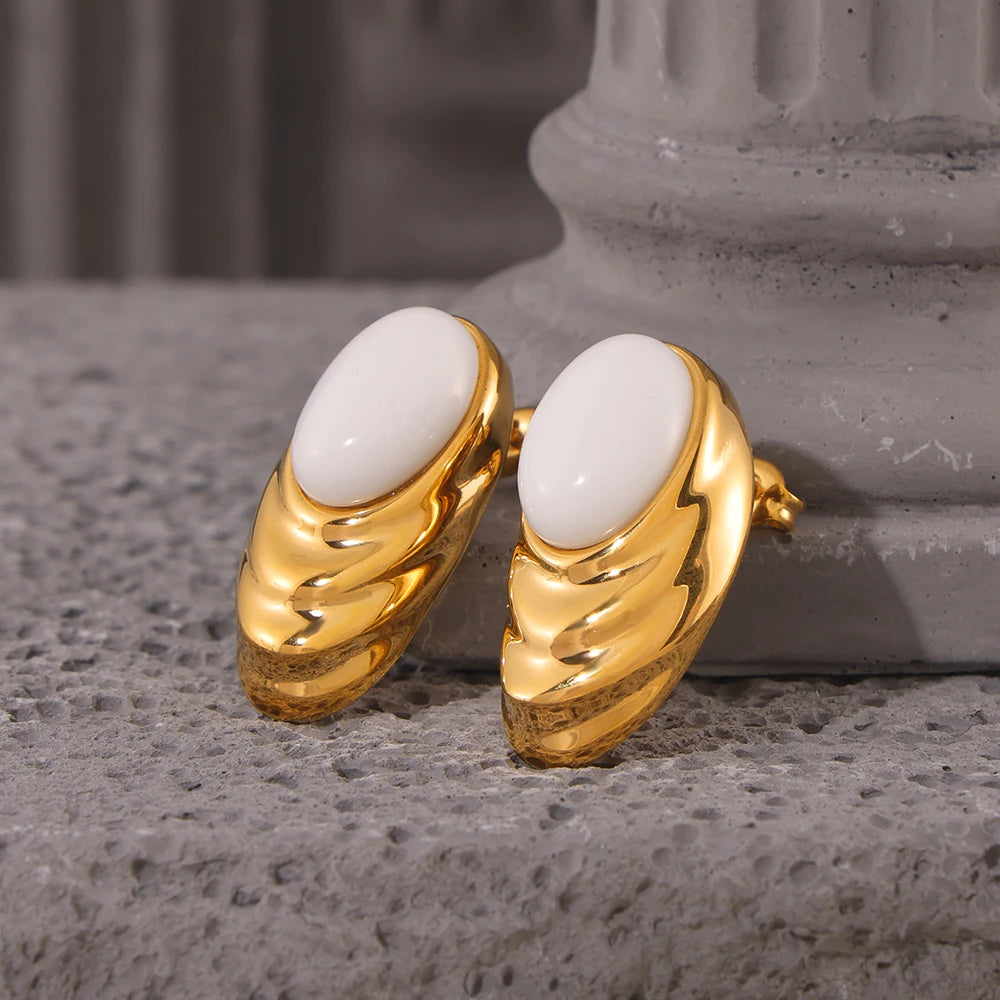 Brincos Lykke com Pedra Natural