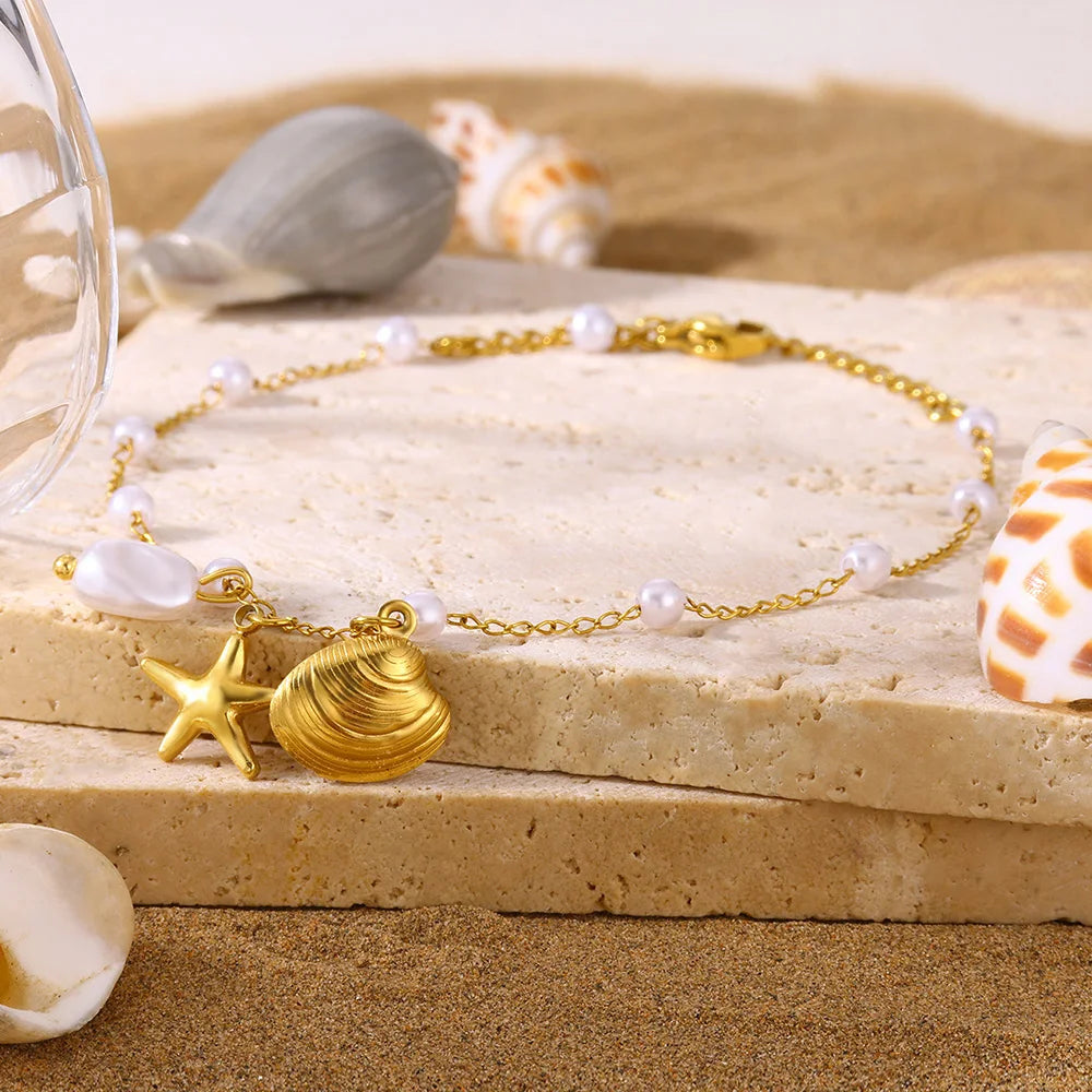 Tornozeleira Praiana com pèrolas