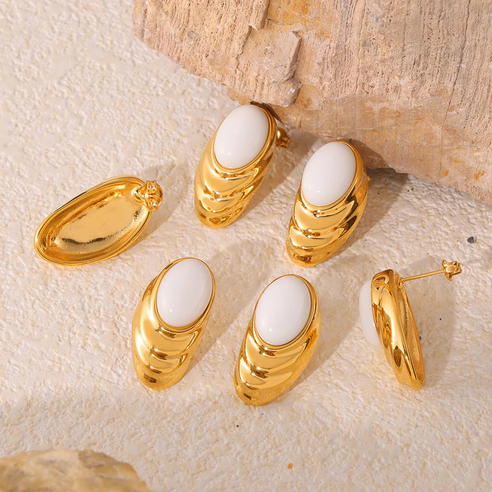 Brincos Lykke com Pedra Natural