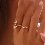 Conjunto de Anéis Ouro Chunky