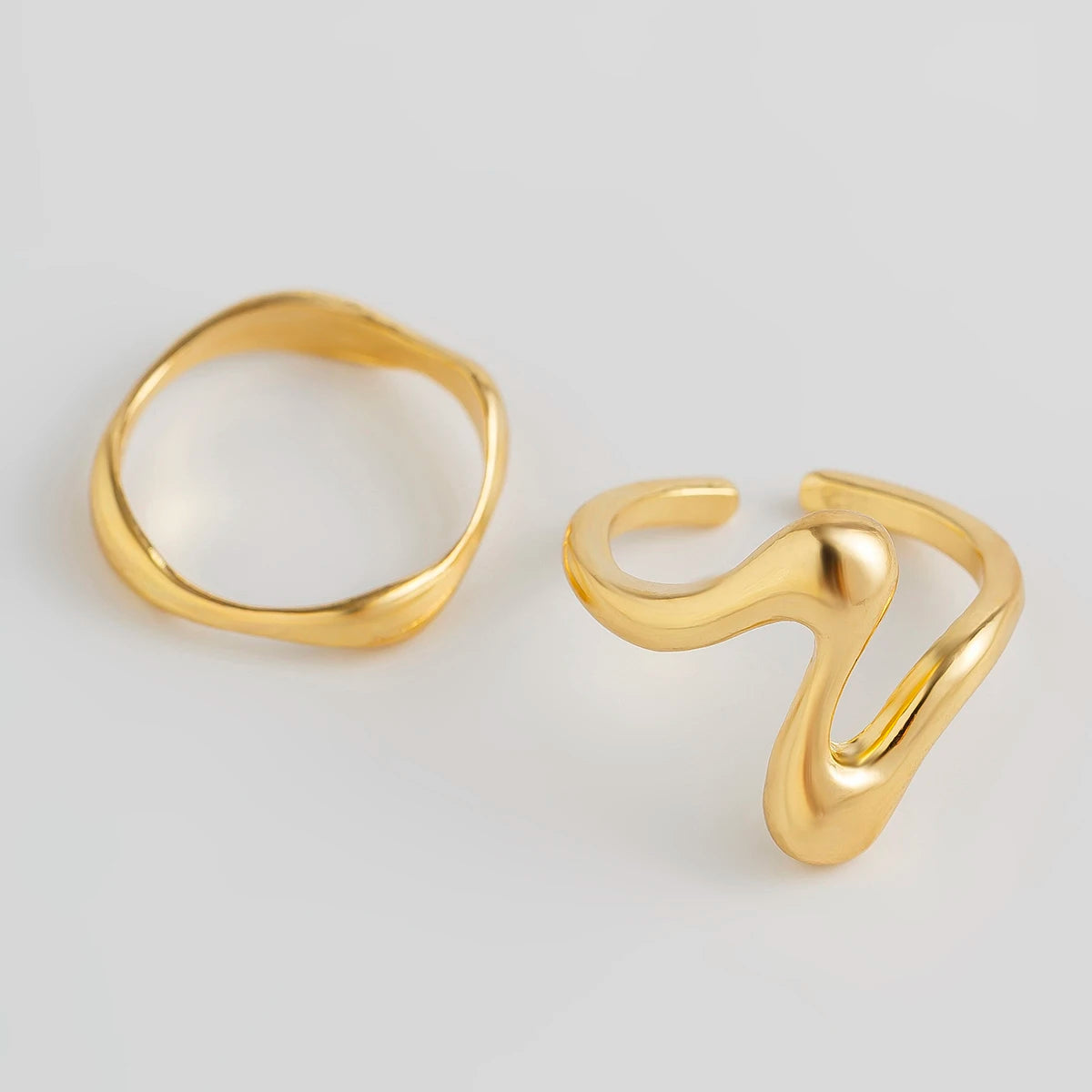 Conjunto de Anéis Ouro Chunky