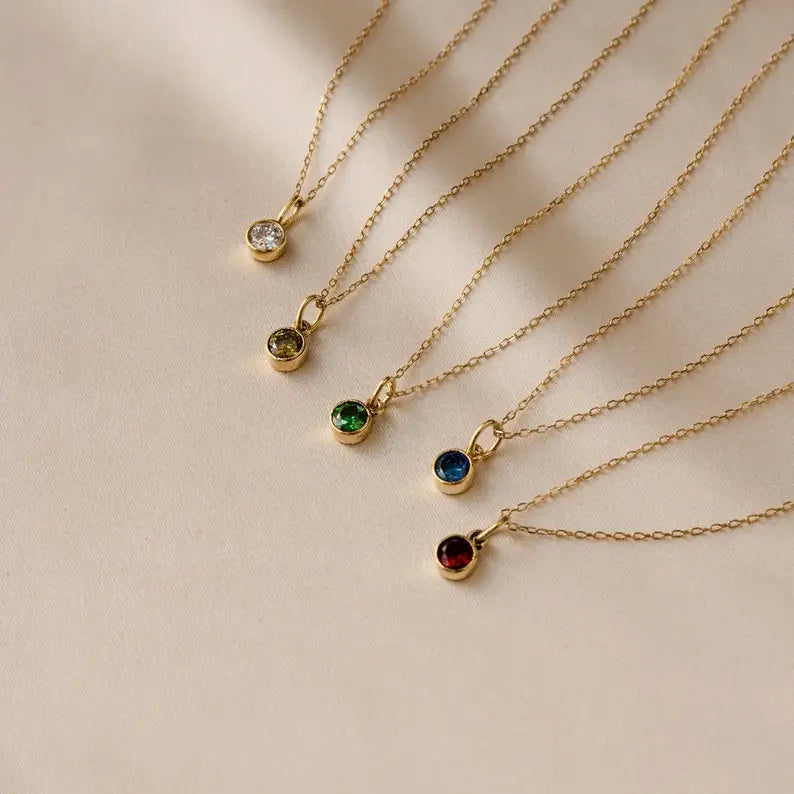 ELANUOYY Sale Birthstone Necklace MinimalistStainless Steel Necklace Personalized Jewelry • Birthday Gift