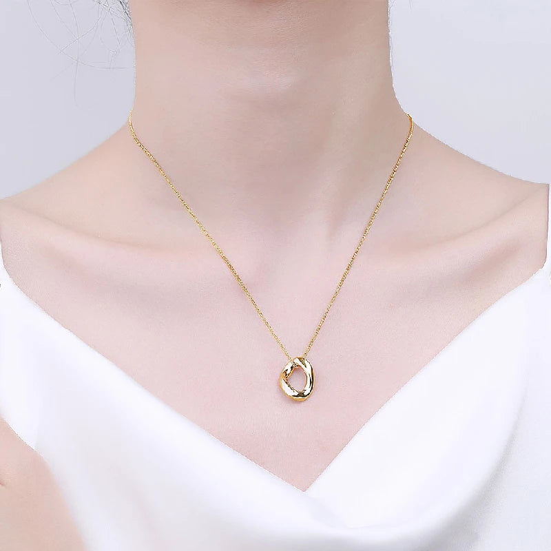 Trendy Women Necklace 925 Silver Jewelry Accessories Irregular Round Shape Pendant for Wedding Party Engagement Gift Wholesale
