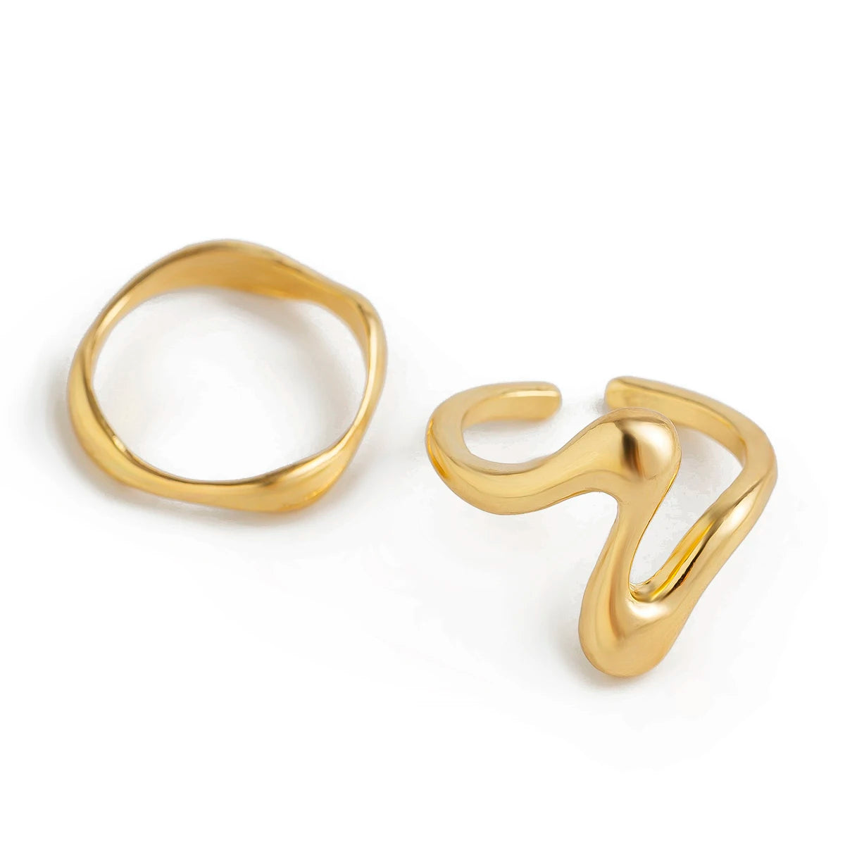 Conjunto de Anéis Ouro Chunky
