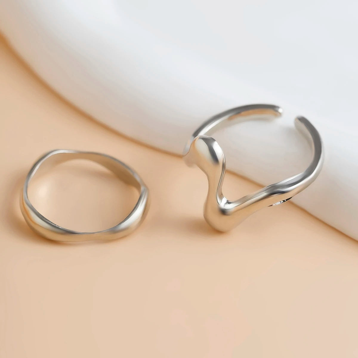 Conjunto de Anéis Ouro Chunky