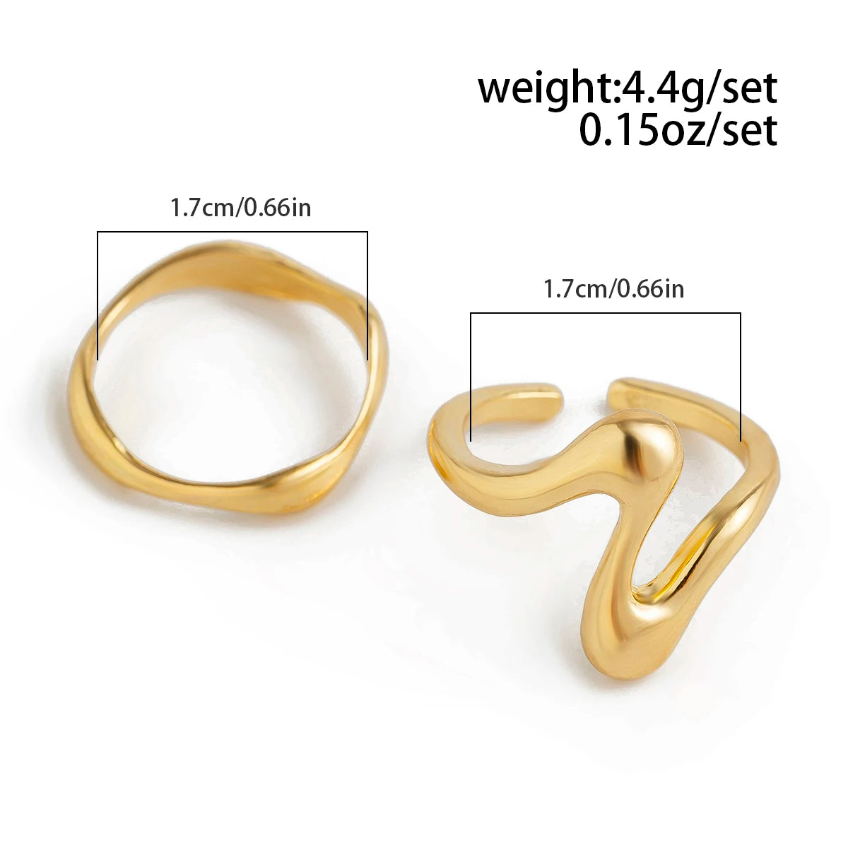 Conjunto de Anéis Ouro Chunky